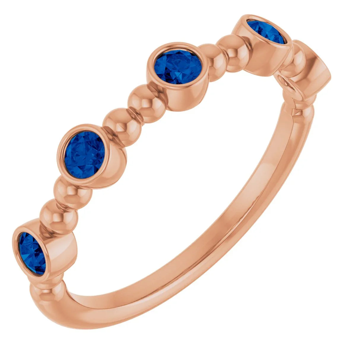 14K Rose Lab-Grown Blue Sapphire Stackable Ring 71991:662:P