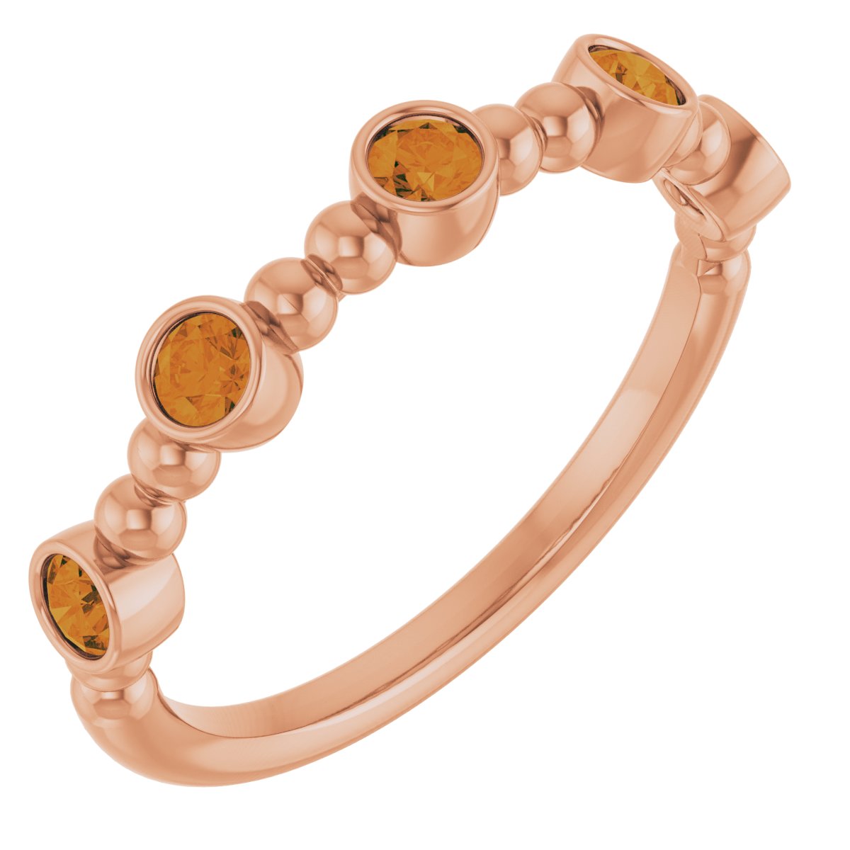 14K Rose Natural Citrine Stackable Ring 71991:672:P