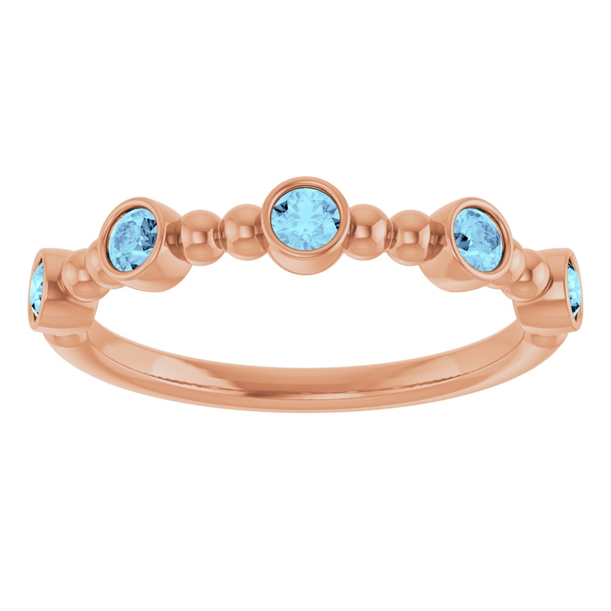 14K Rose Natural Aquamarine Stackable Ring 71991:617:P