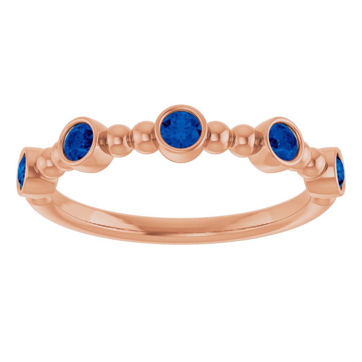 14K Rose Natural Blue Sapphire Stackable Ring 71991:602:P
