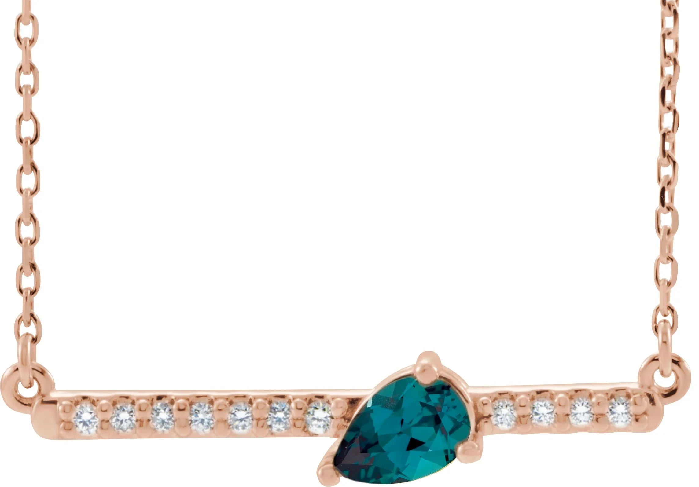 14K Rose Lab-Grown Alexandrite & 1/8 CTW Natural Diamond 16" Necklace 86812:642:P