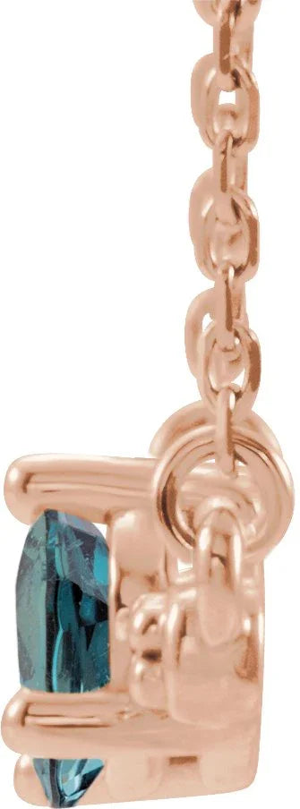 14K Rose Lab-Grown Alexandrite & 1/8 CTW Natural Diamond 16" Necklace 86812:642:P