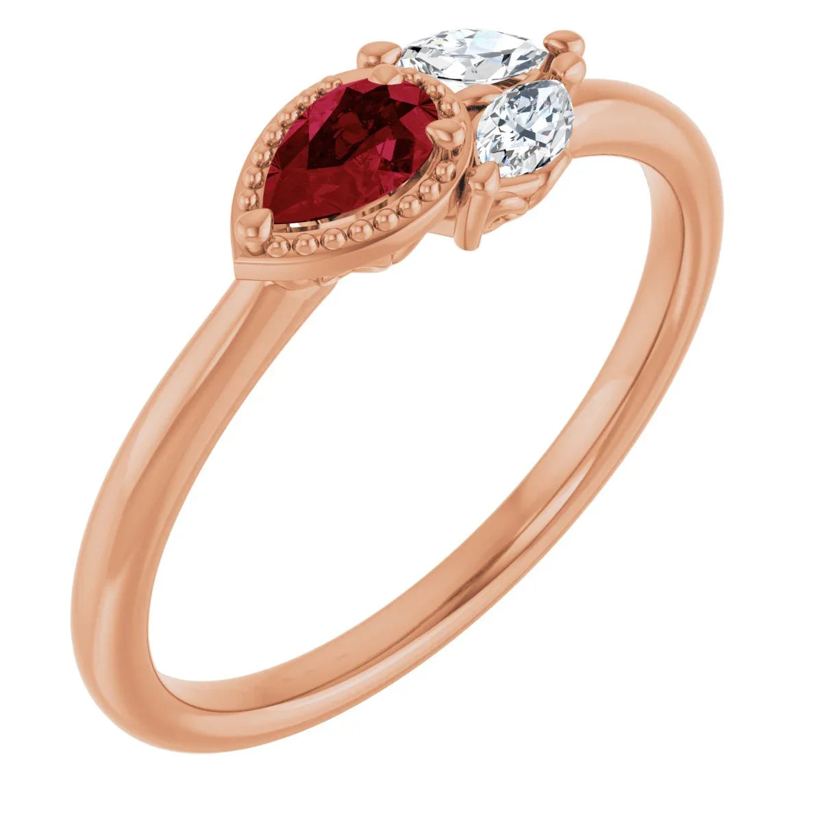 14K Rose Lab-Grown Ruby & 1/6 CTW Natural Diamond Ring 72009:737:P