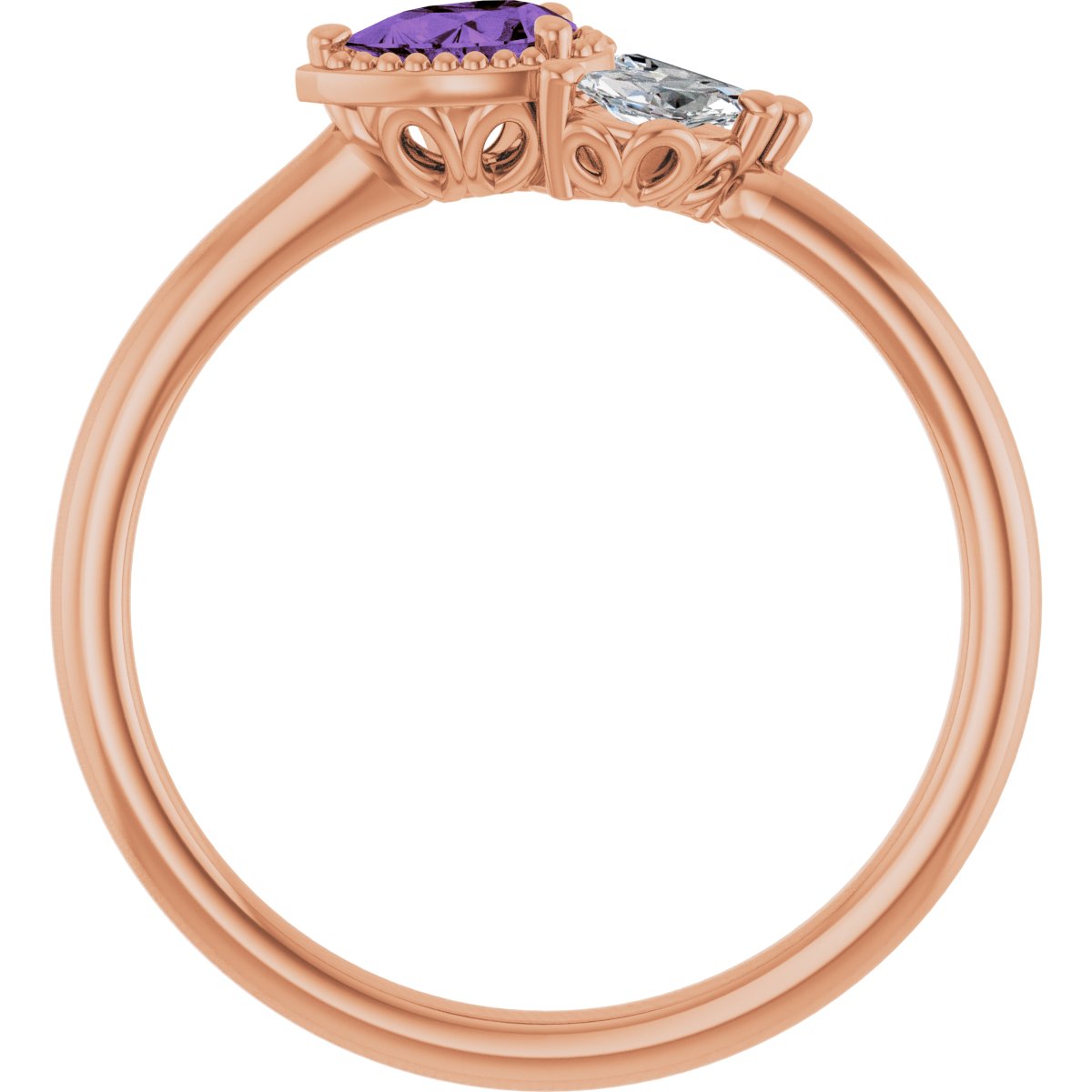 14K Rose Natural Amethyst & 1/6 CTW Natural Diamond Ring 72009:697:P