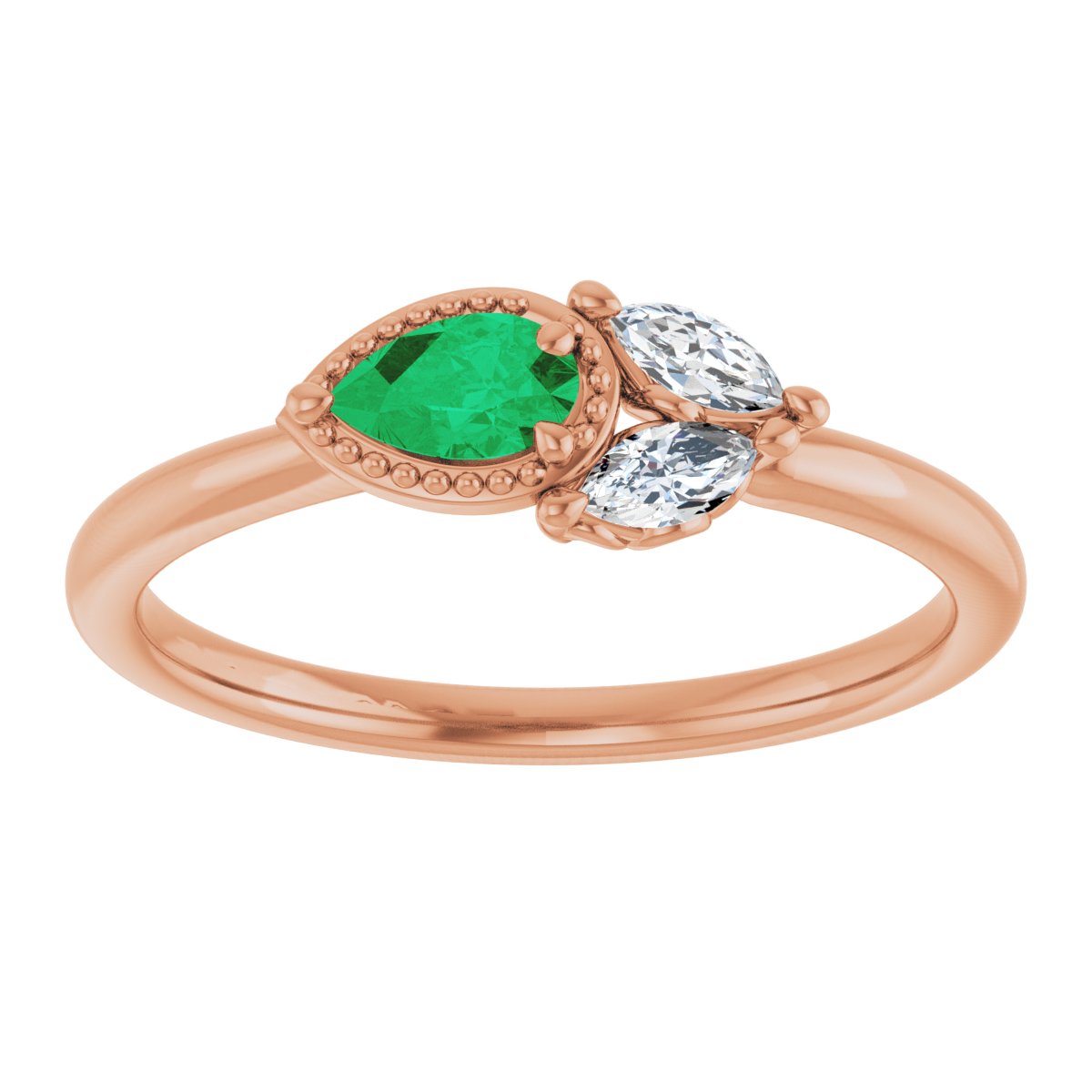 14K Rose Natural Emerald & 1/6 CTW Natural Diamond Ring 72009:717:P