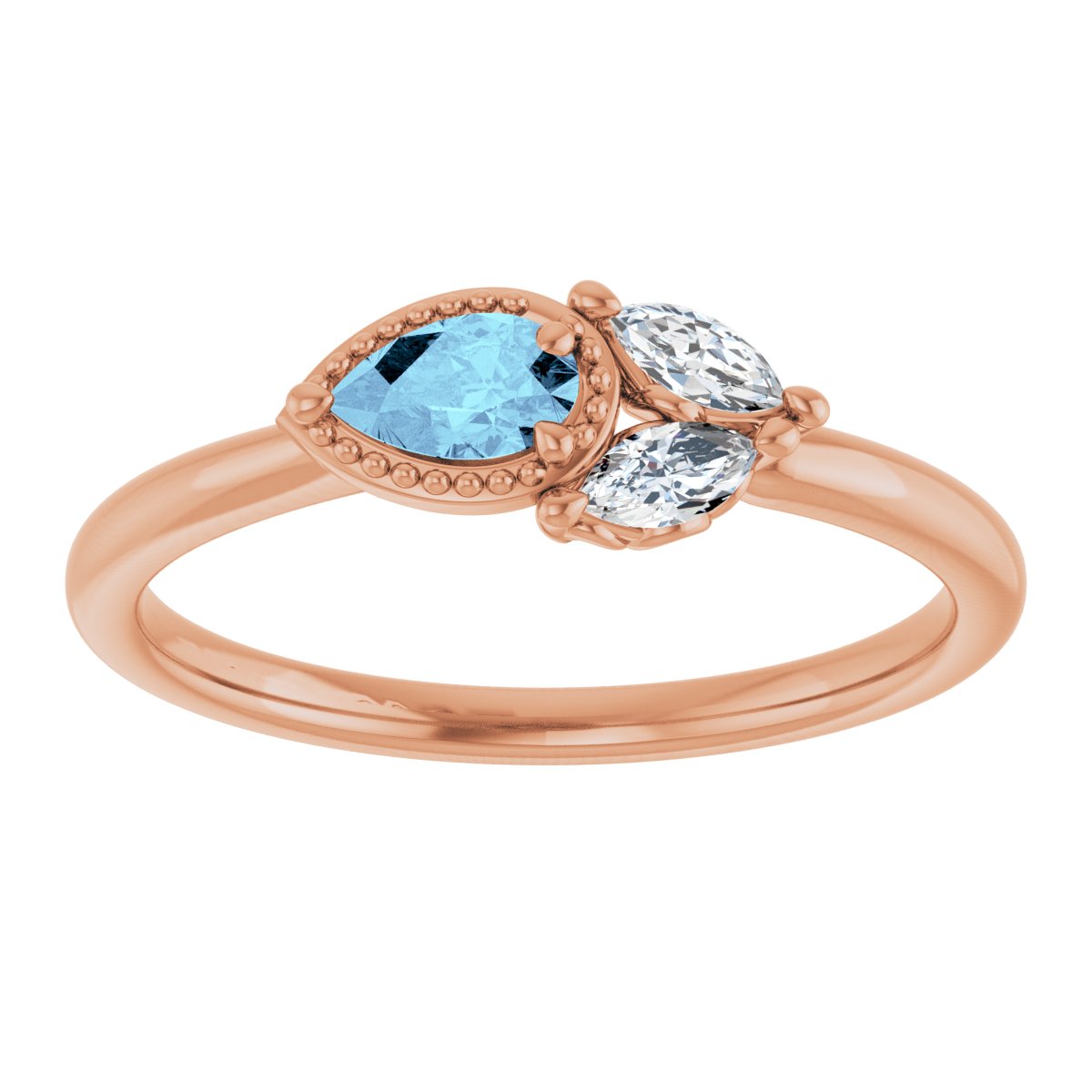 14K Rose Natural Aquamarine & 1/6 CTW Natural Diamond Ring 72009:702:P