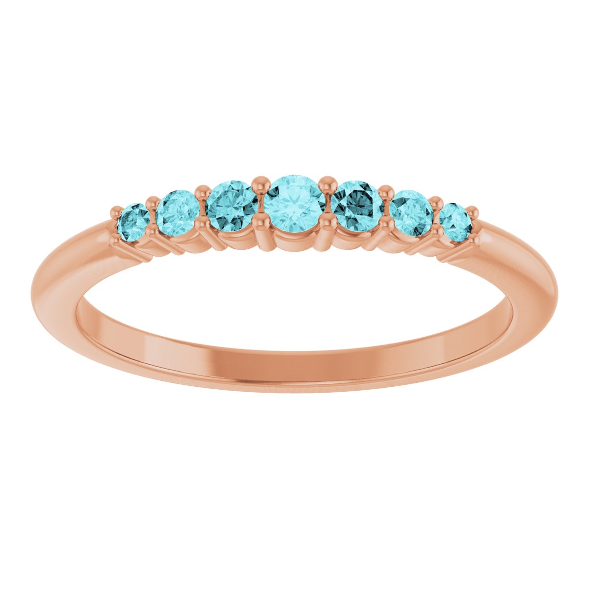 14K Rose Natural Blue Zircon Stackable Ring 72022:627:P