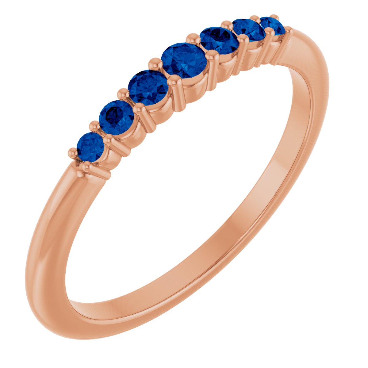 14K Rose Natural Blue Sapphire Stackable Ring 72022:626:P