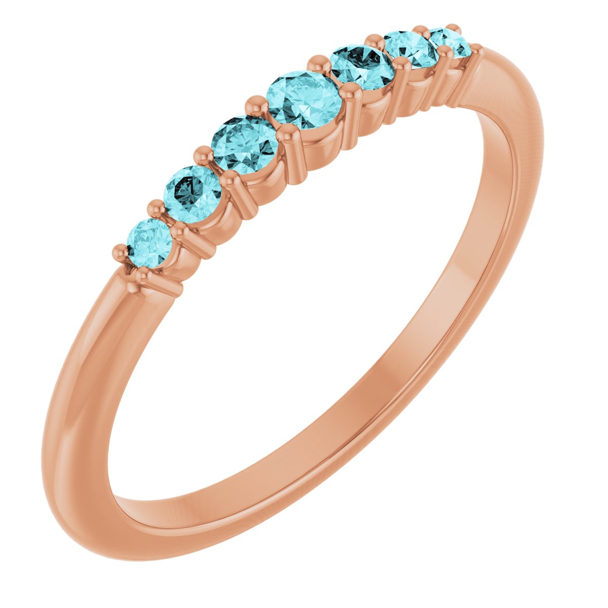 14K Rose Natural Blue Zircon Stackable Ring 72022:627:P