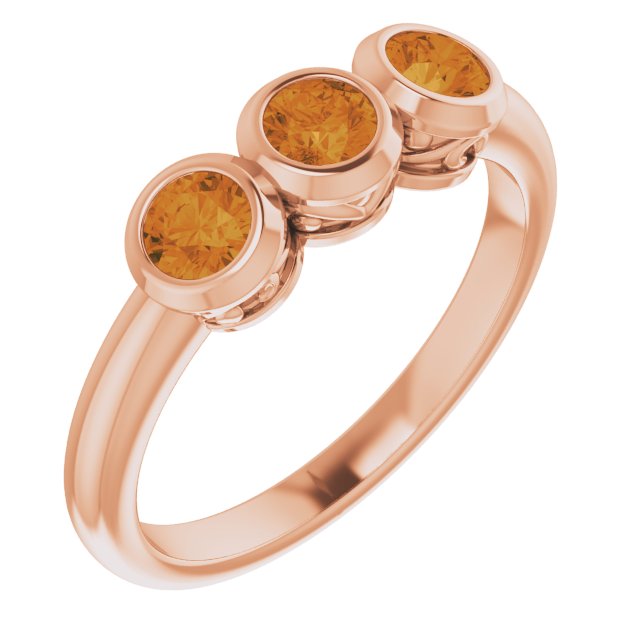 14K Rose Natural Citrine Three-Stone Ring 71996:6104:P