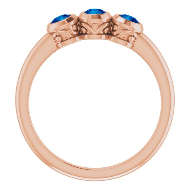 14K Rose Natural Blue Sapphire Three-Stone Ring 71996:6028:P