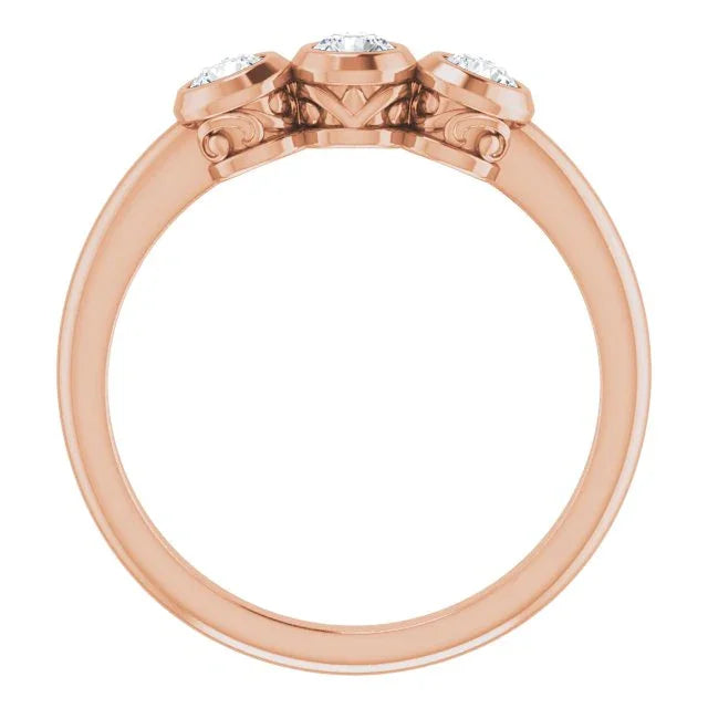 Natural Diamond 3-Stone Ring | Yumna Jewelers