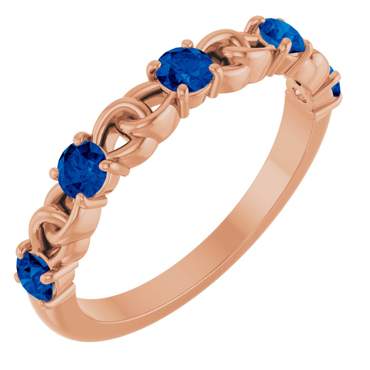14K Rose Natural Blue Sapphire Stackable Ring 72047:635:P
