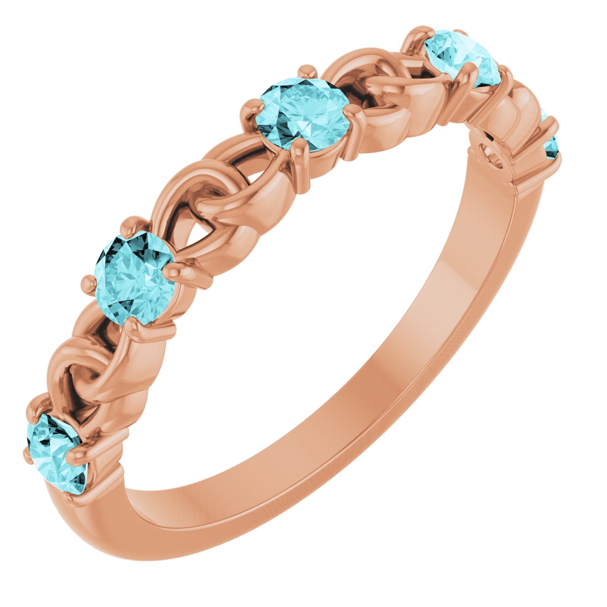 14K Rose Natural Blue Zircon Stackable Ring 72047:643:P