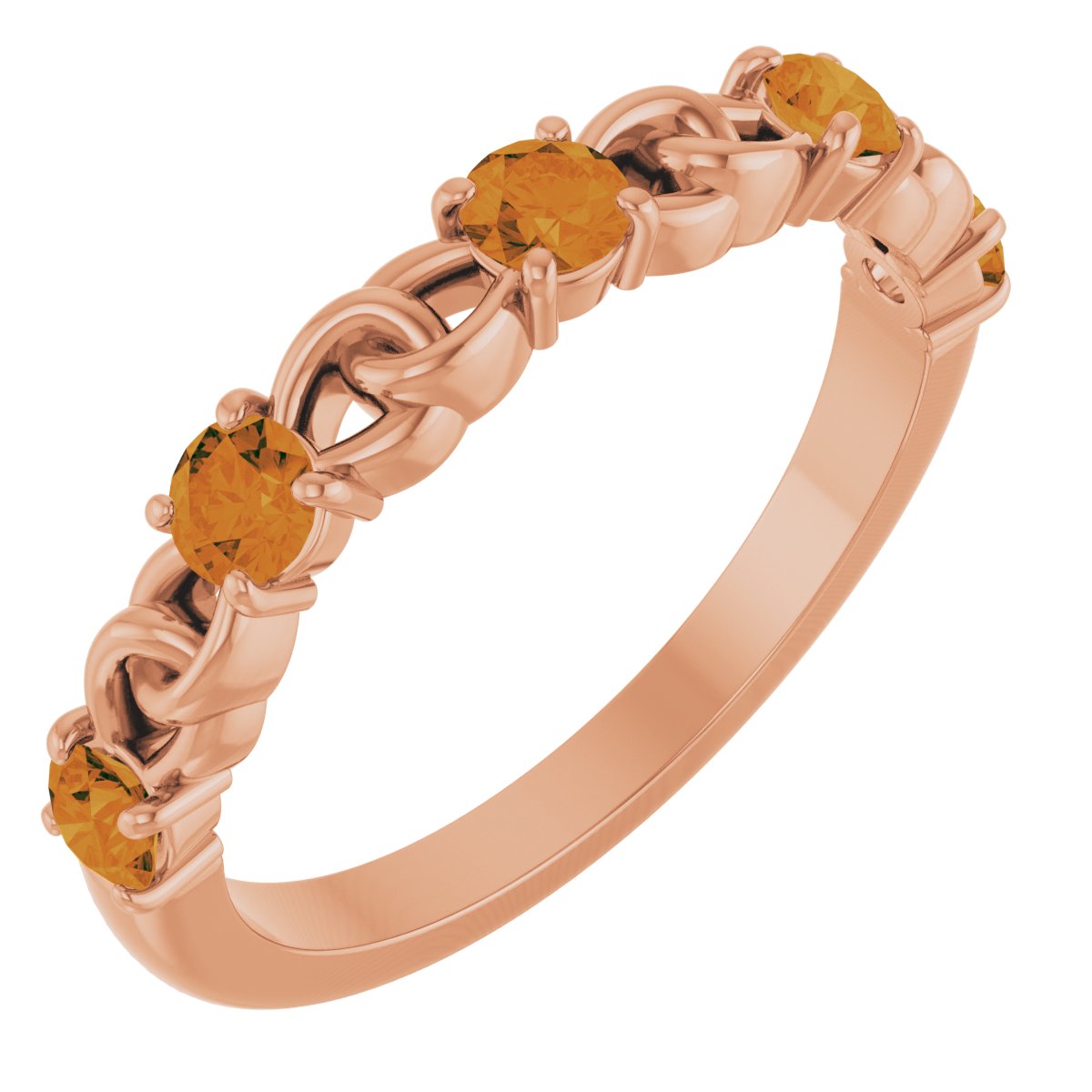 14K Rose Natural Citrine Stackable Ring 72047:644:P