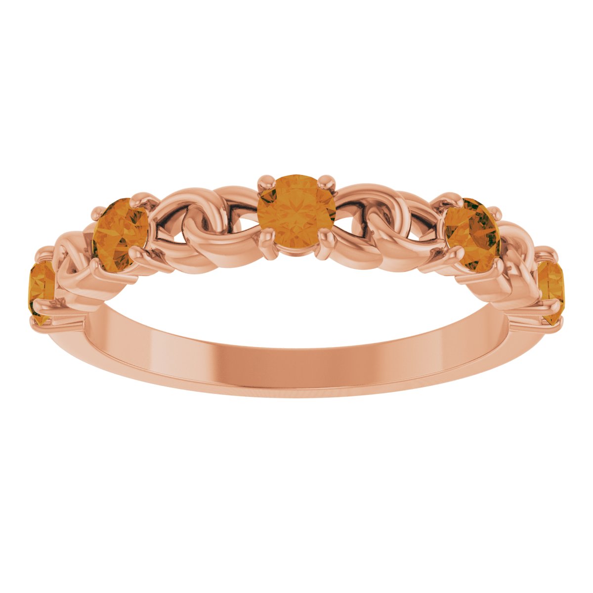 14K Rose Natural Citrine Stackable Ring 72047:644:P