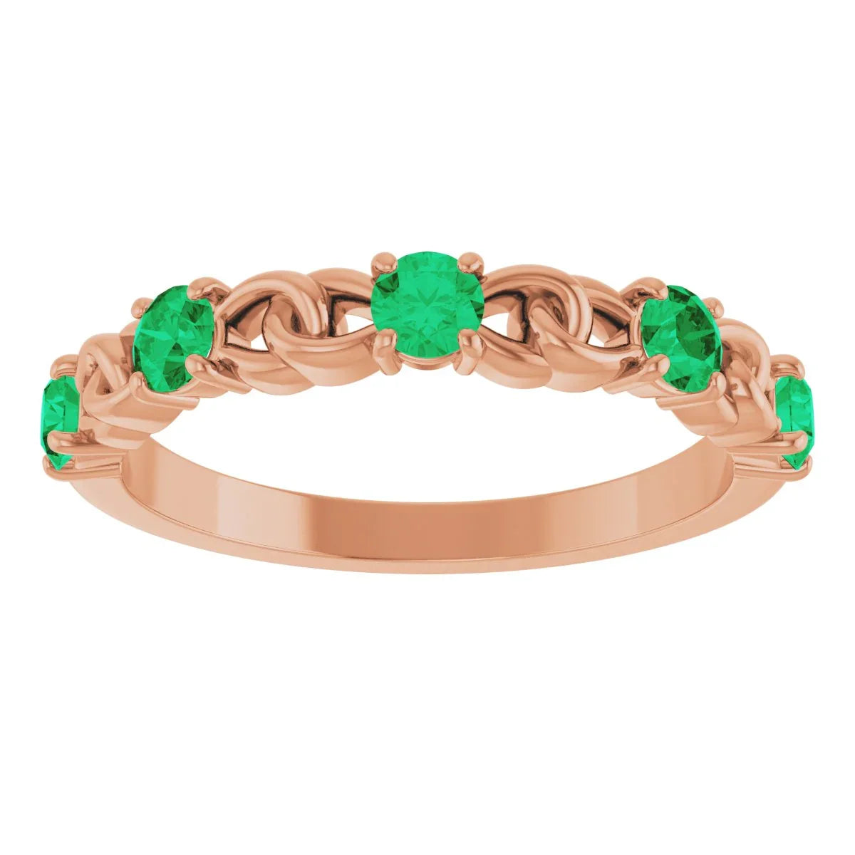 14K Rose Lab-Grown Emerald Stackable Ring 72047:638:P