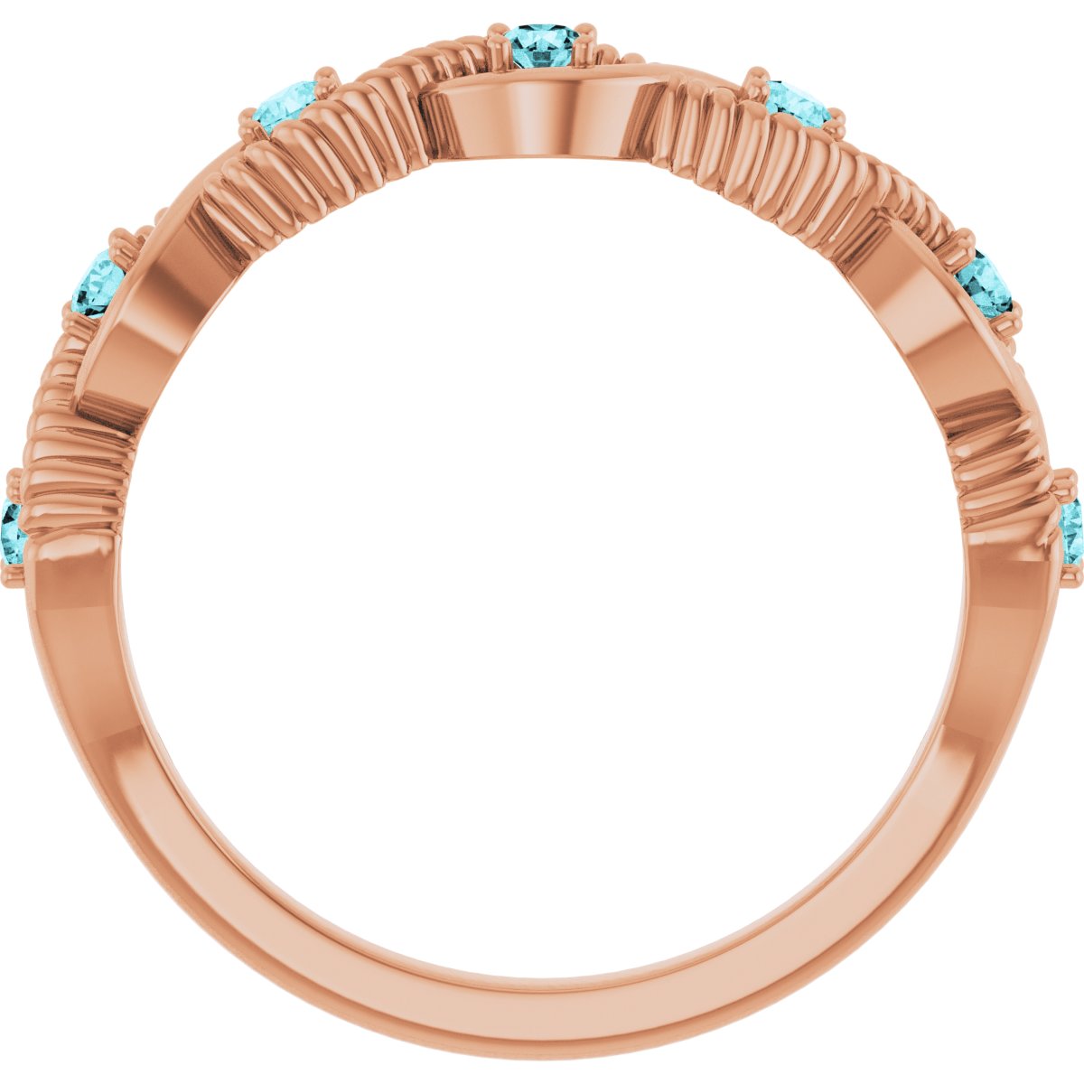 14K Rose Natural Blue Zircon Stackable Ring 72046:6043:P