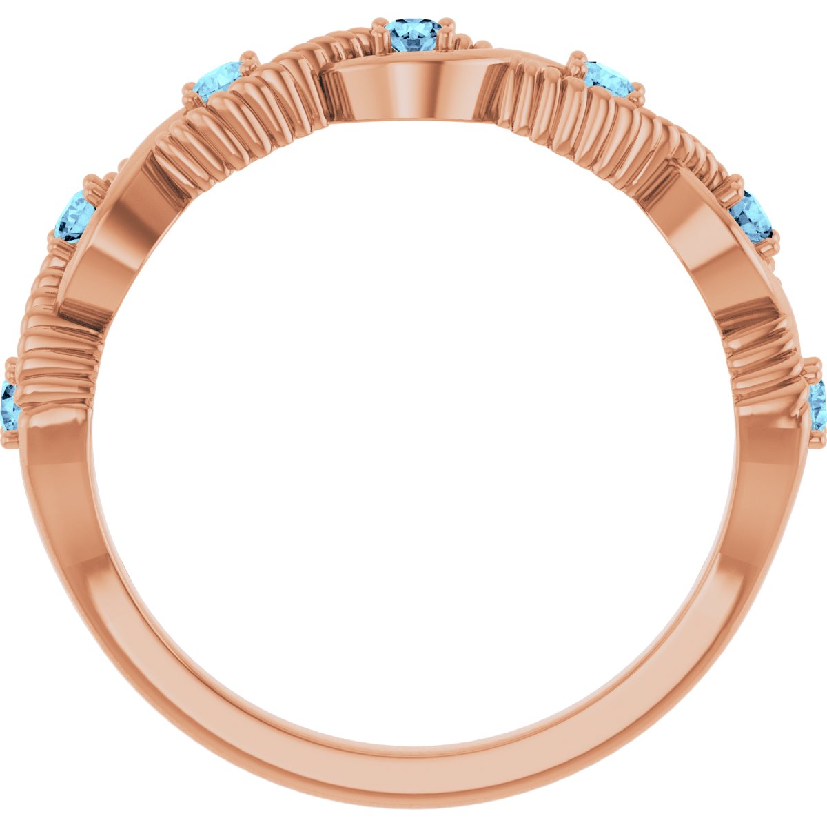 14K Rose Natural Aquamarine Stackable Ring 72046:6041:P