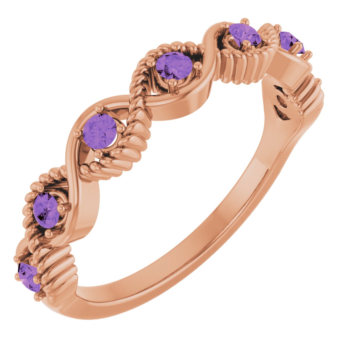 14K Rose Natural Amethyst Stackable Ring 72046:6040:P