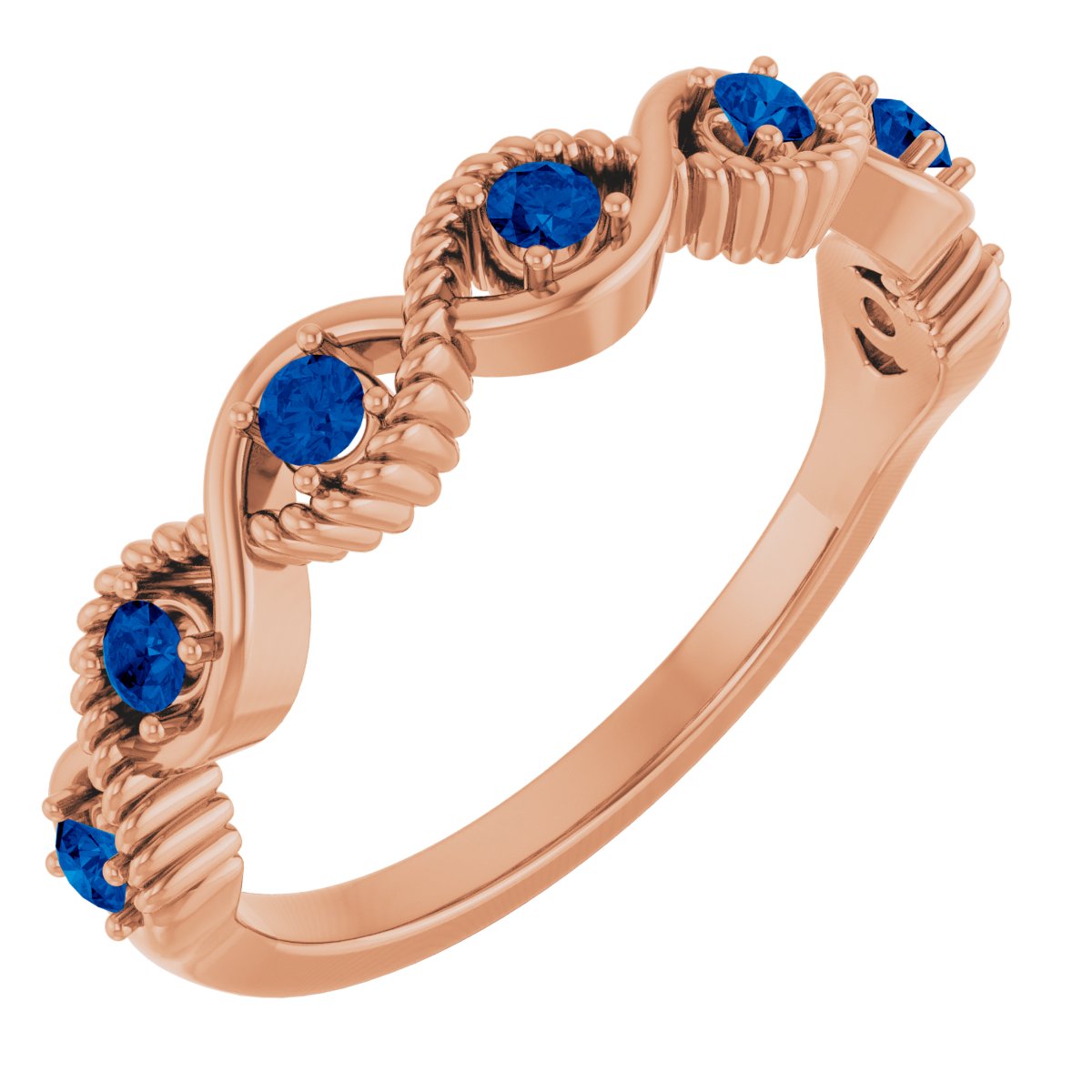 14K Rose Natural Blue Sapphire Stackable Ring 72046:6042:P