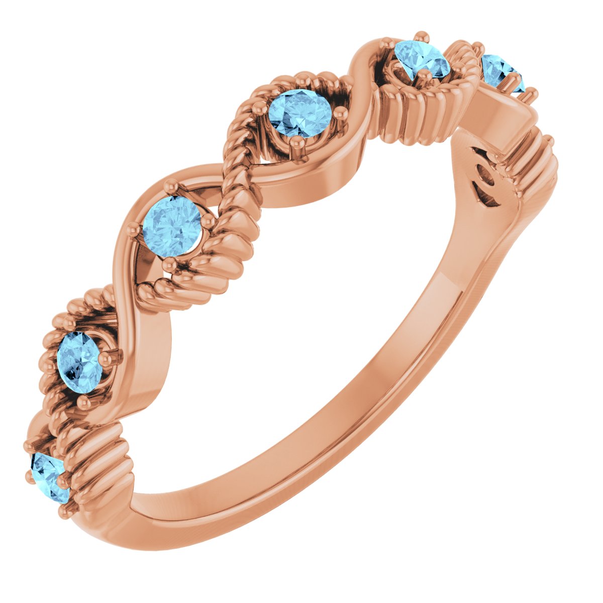 14K Rose Natural Aquamarine Stackable Ring 72046:6041:P