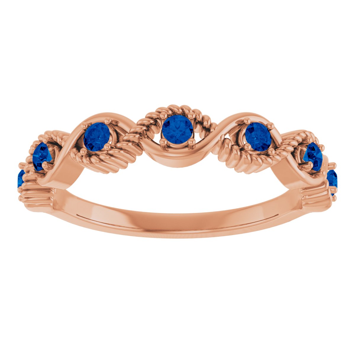 14K Rose Natural Blue Sapphire Stackable Ring 72046:6042:P