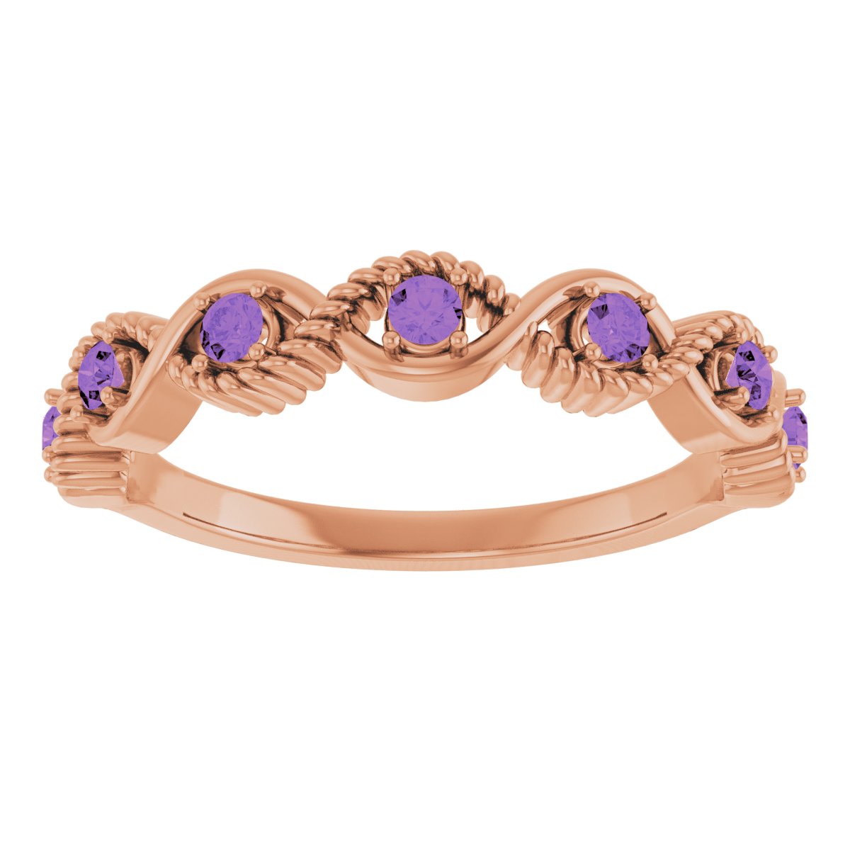 14K Rose Natural Amethyst Stackable Ring 72046:6040:P