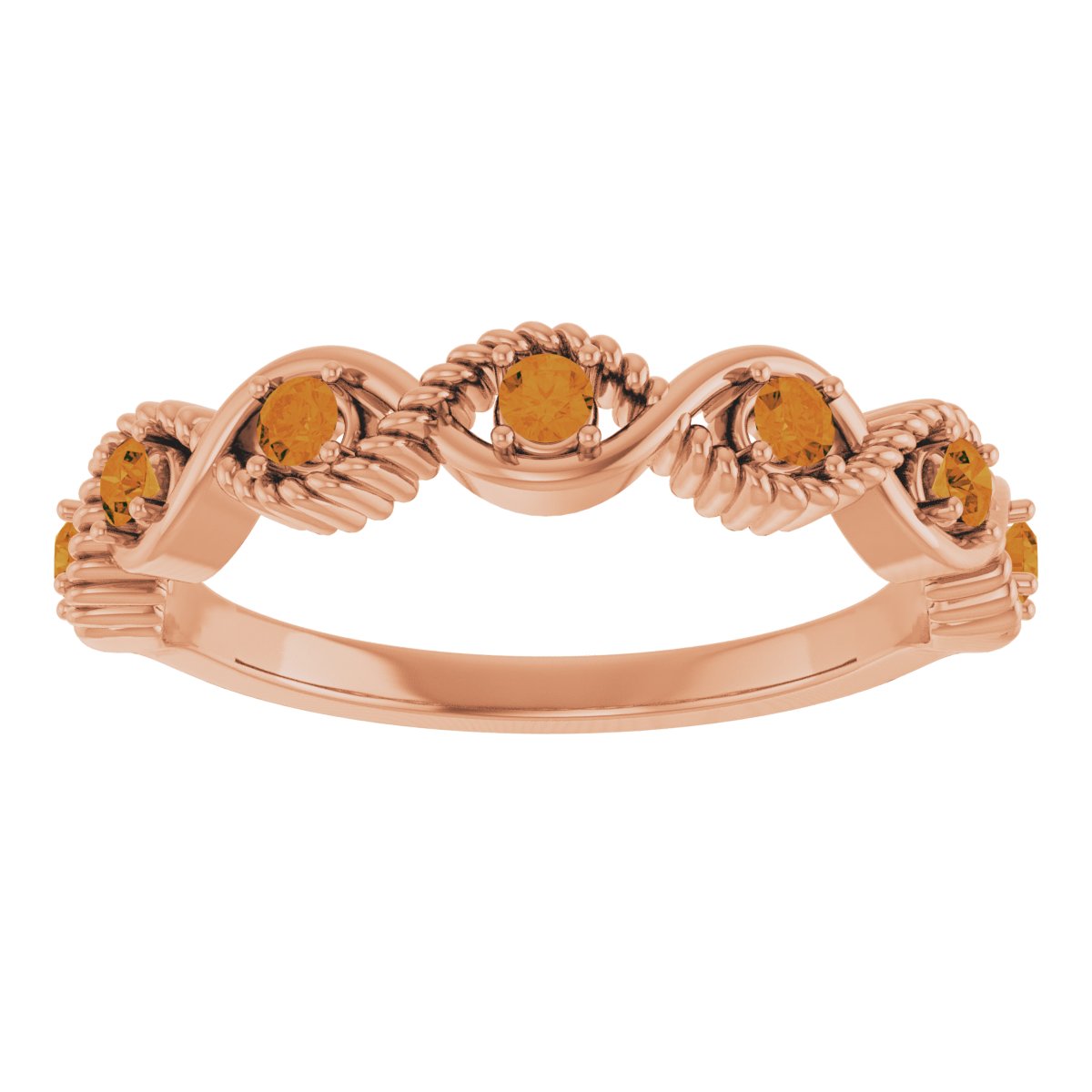 14K Rose Natural Citrine Stackable Ring 72046:6044:P