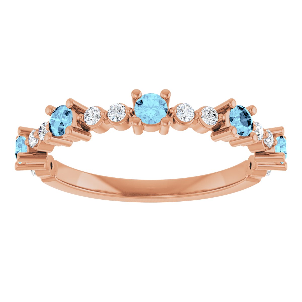 14K Rose Natural Aquamarine & 1/6 CTW Natural Diamond Ring 72051:646:P