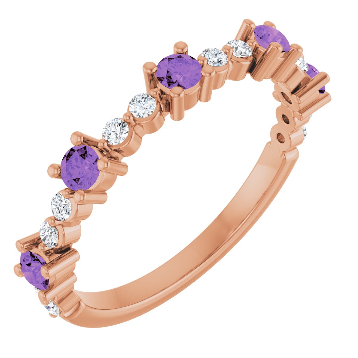 14K Rose Natural Amethyst & 1/6 CTW Natural Diamond Ring 72051:645:P