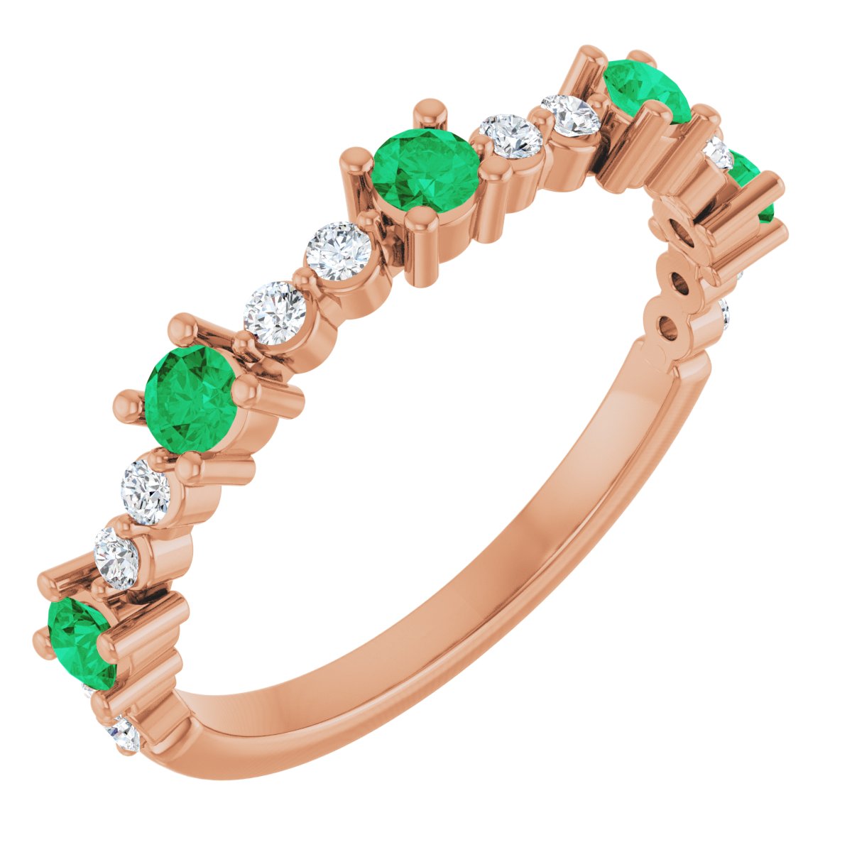 14K Rose Natural Emerald & 1/6 CTW Natural Diamond Ring 72051:650:P