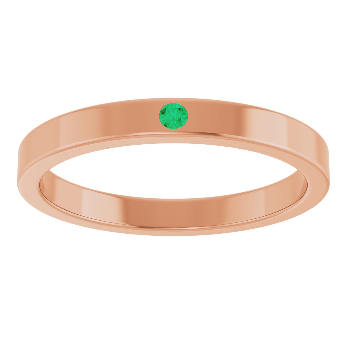 14K Rose Natural Emerald Family Stackable Ring 71622:6018:P
