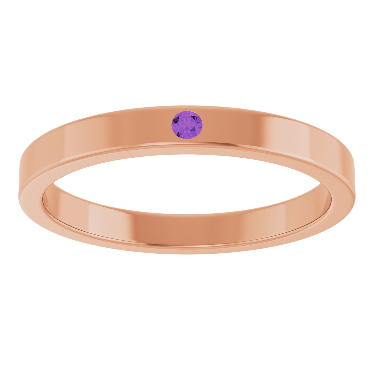 14K Rose Natural Amethyst Family Stackable Ring 71622:6006:P