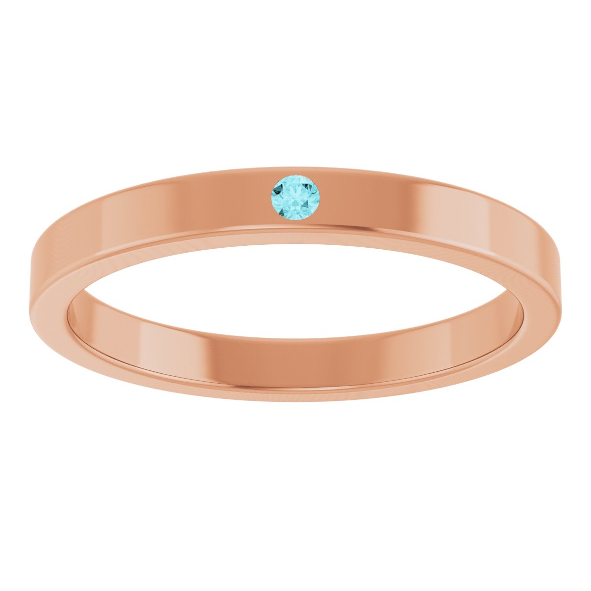 14K Rose Natural Blue Zircon Family Stackable Ring 71622:6046:P