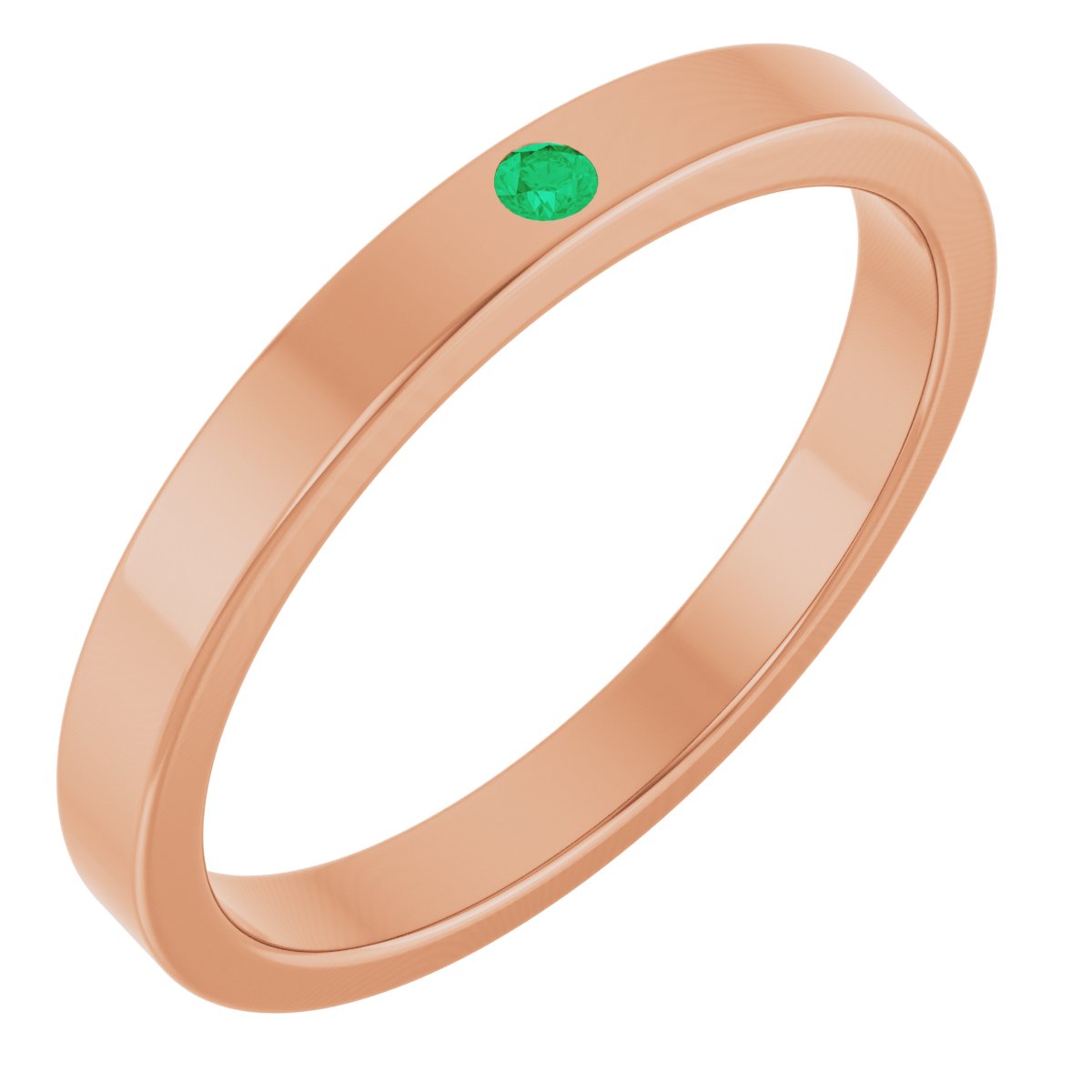 14K Rose Natural Emerald Family Stackable Ring 71622:6018:P