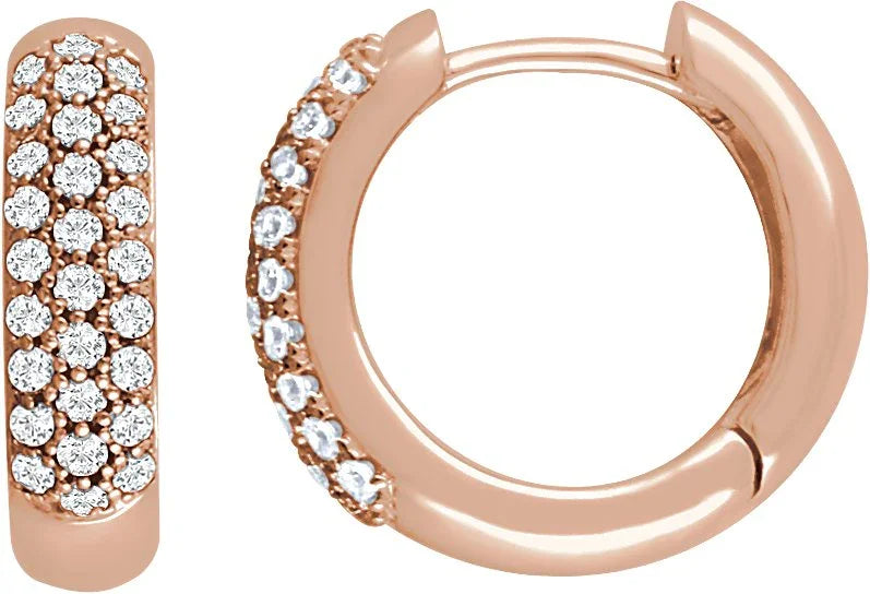 14K Rose Gold Diamond Hoop Earrings | Yumna Jewelers