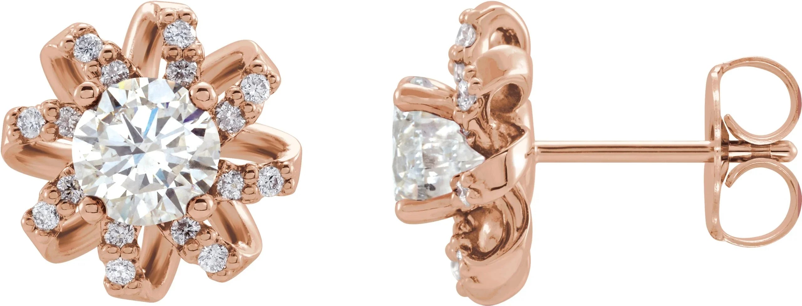 14K Rose 1 CTW Natural Diamond Halo-Style Earrings 87092:637:P