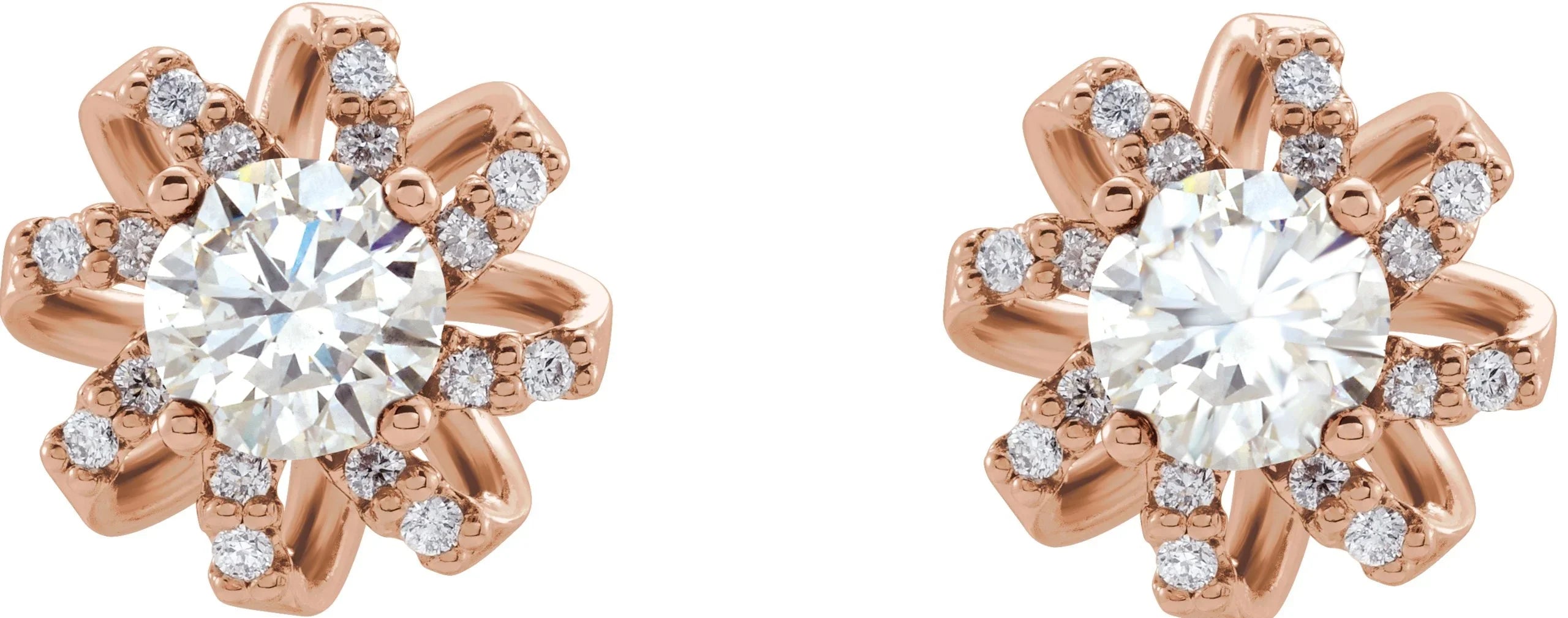 14K Rose 1 CTW Natural Diamond Halo-Style Earrings 87092:637:P