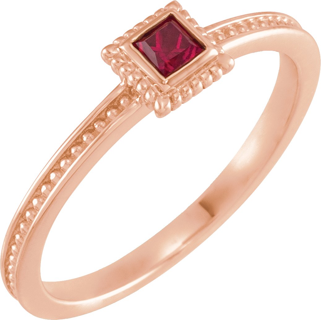 14K Rose Lab-Grown Ruby Family Stackable Ring 71518:6054:P