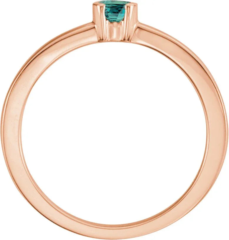 14K Rose Lab-Grown Alexandrite Family Stackable Ring 71356:6058:P
