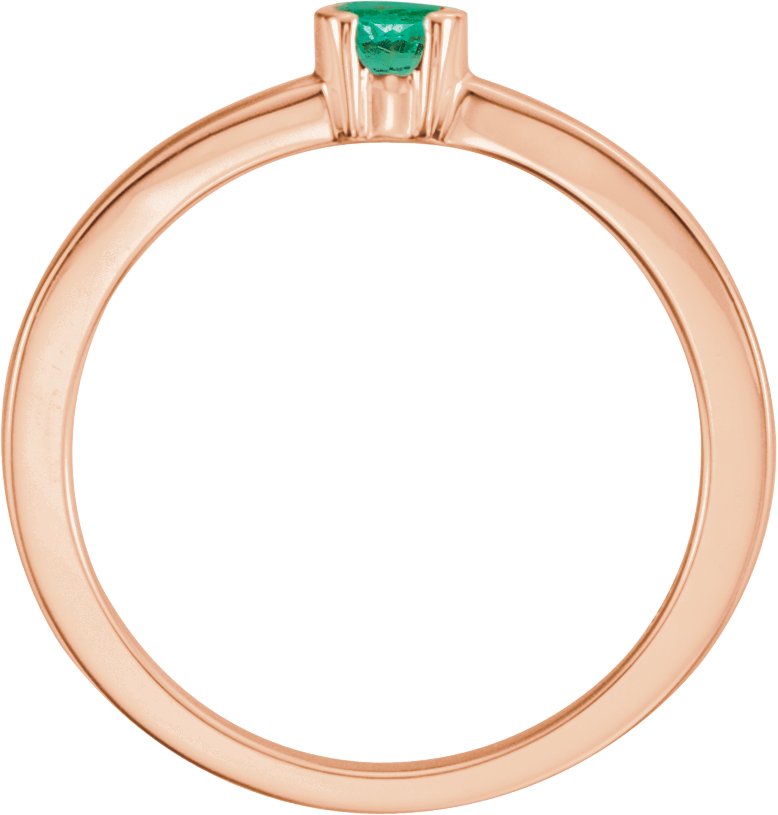 14K Rose Natural Emerald Family Stackable Ring 71356:6018:P