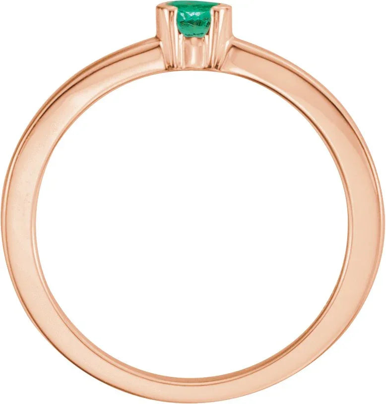 14K Rose Lab-Grown Emerald Family Stackable Ring 71356:6054:P