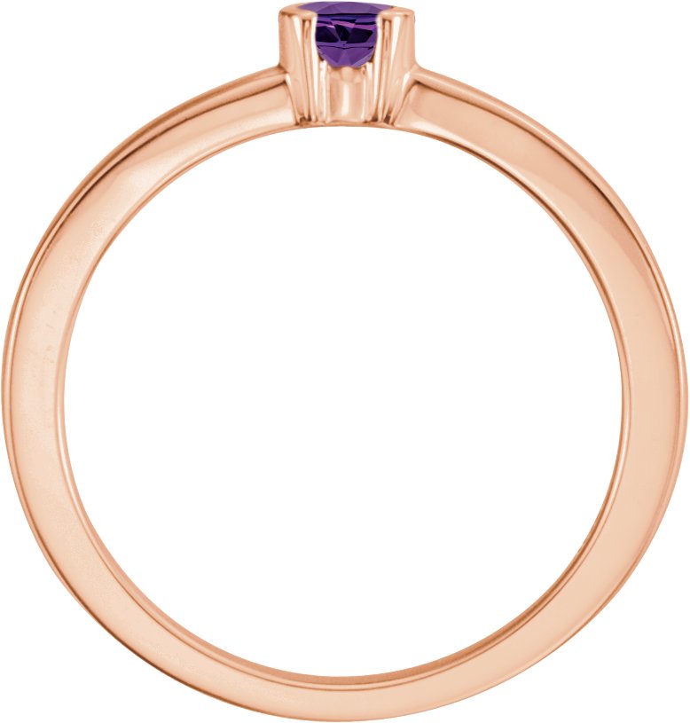 14K Rose Natural Amethyst Family Stackable Ring 71356:6006:P