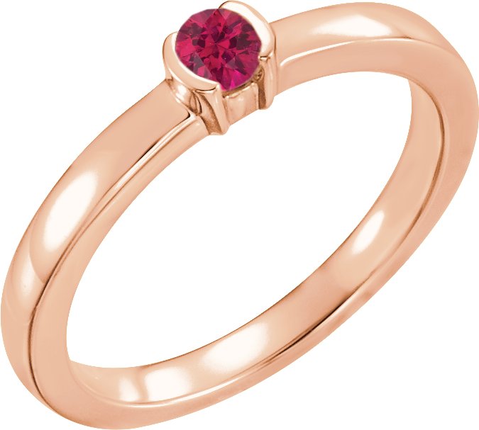 14K Rose Lab-Grown Ruby Family Stackable Ring 71356:6062:P