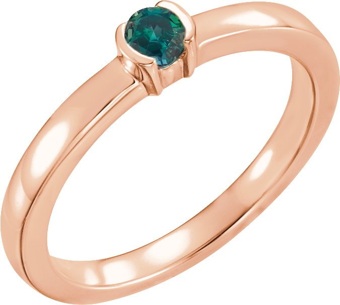 14K Rose Natural Alexandrite Family Stackable Ring 71356:6022:P