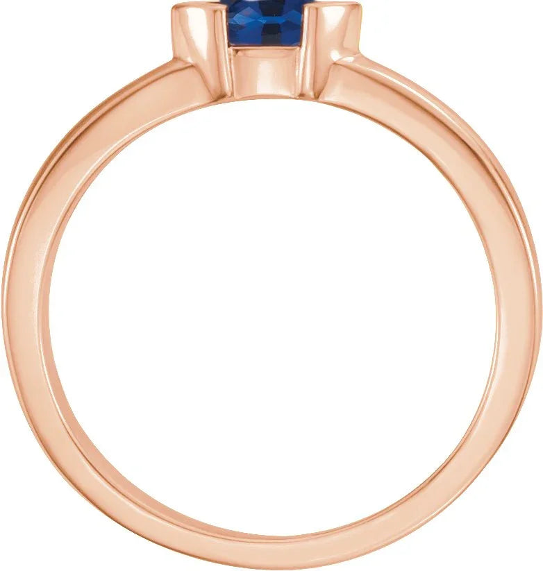 14K Rose Lab-Grown Blue Sapphire Family Stackable Ring 71354:6062:P