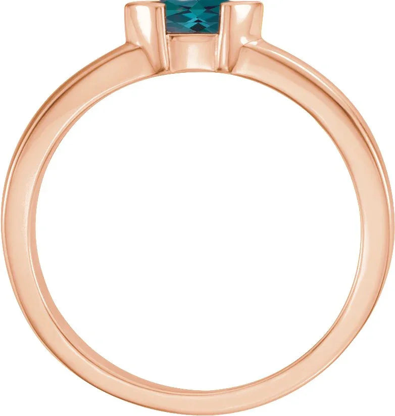 14K Rose Lab-Grown Alexandrite Family Stackable Ring 71354:6054:P