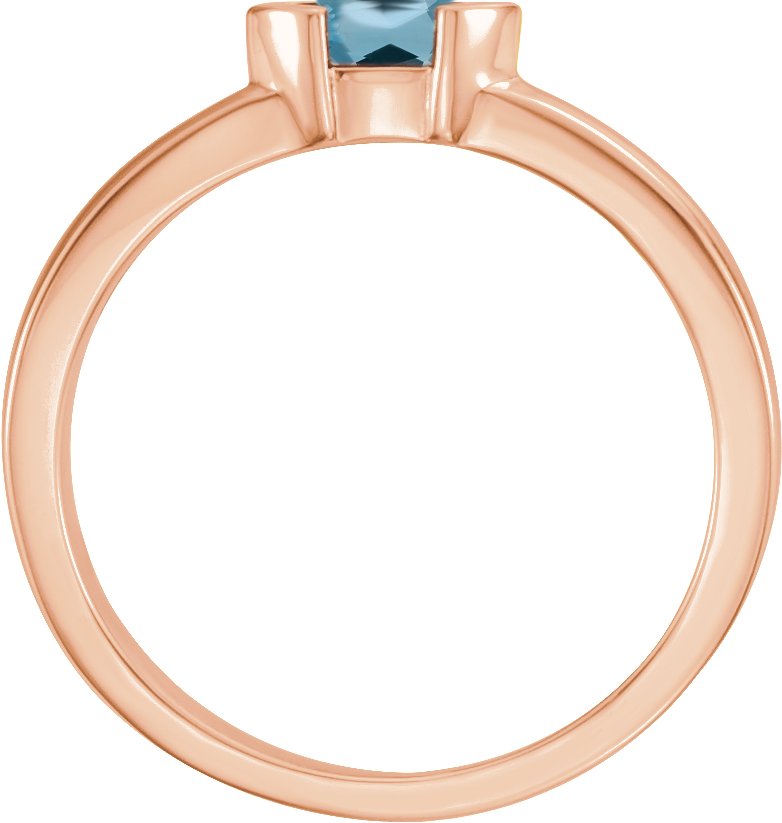 14K Rose Natural Aquamarine Family Stackable Ring 71354:6010:P