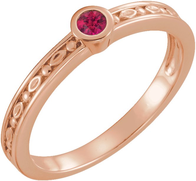 14K Rose Lab-Grown Ruby Family Stackable Ring 71298:6062:P